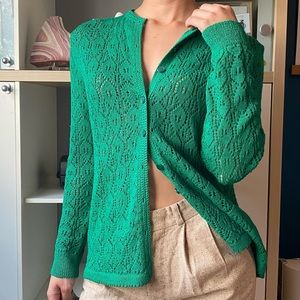 Green knit cardigan